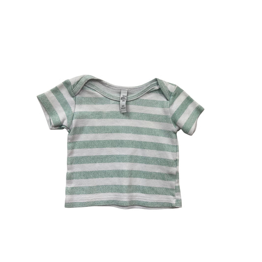 People Baby Striped Green & White Short Sleeve T-Shirt 0-3M #148C