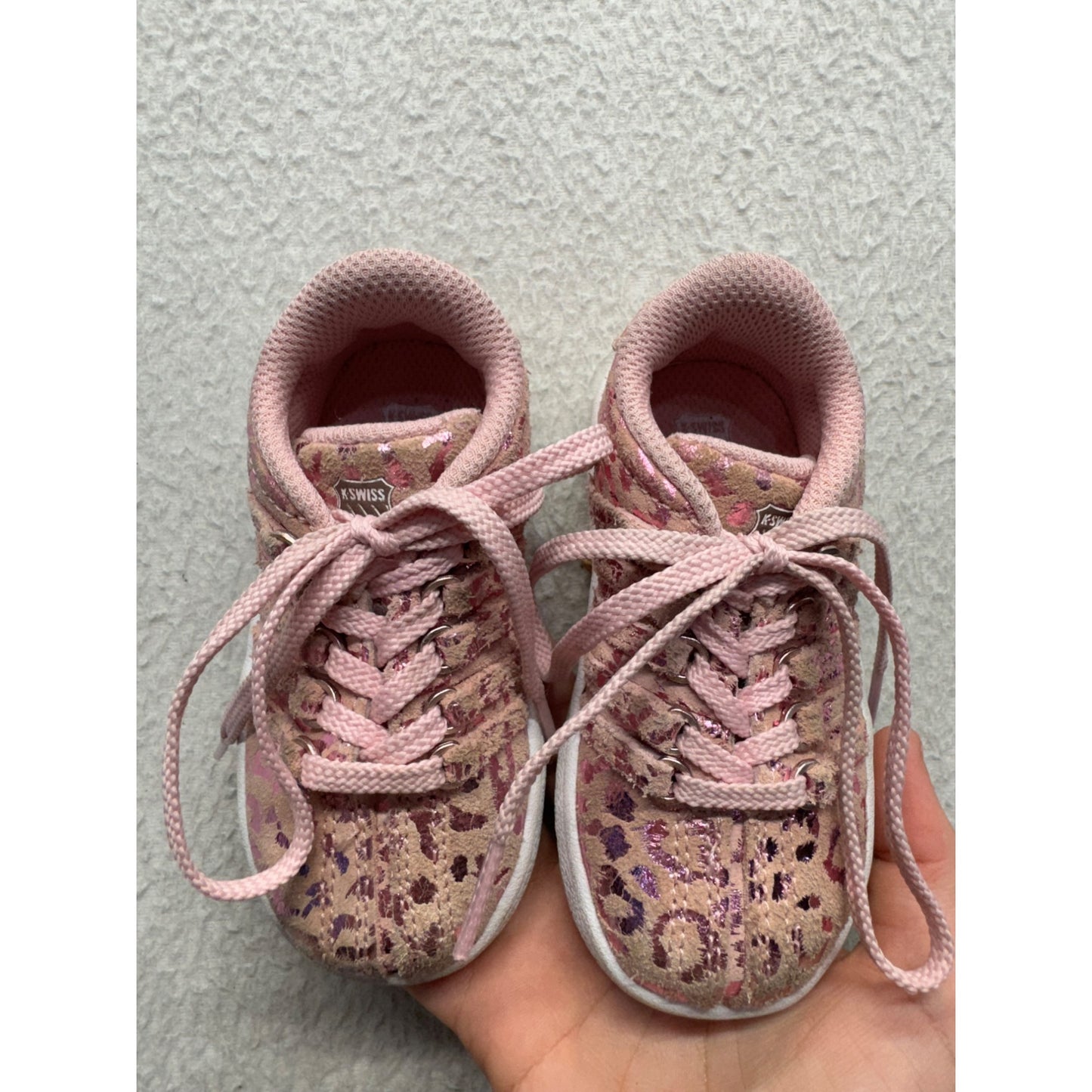 K Swiss Infant Pink Metallic Leopard Print Low Top Sneakers #9643