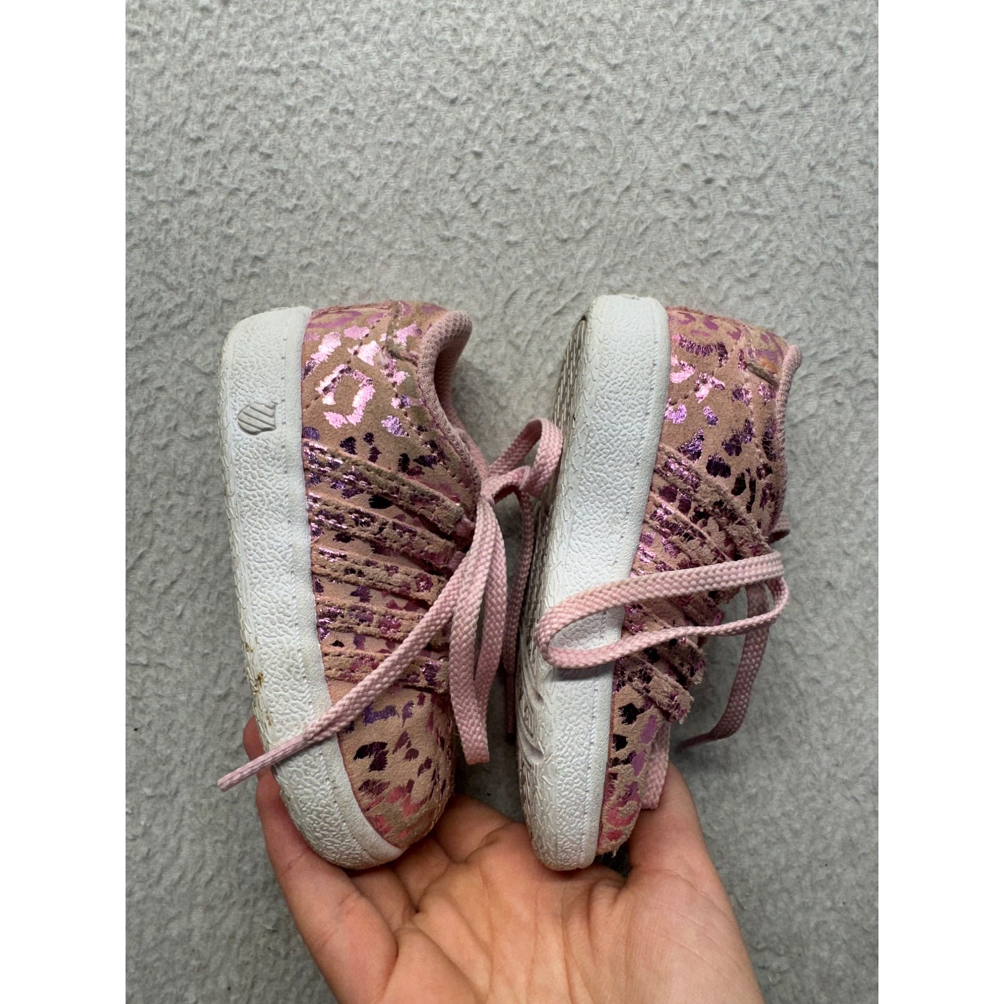 K Swiss Infant Pink Metallic Leopard Print Low Top Sneakers #9643