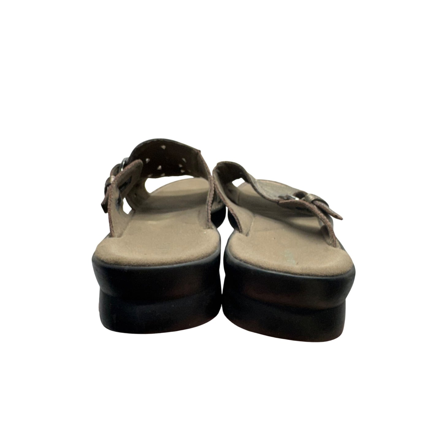 Clarks Metallic Leather Slide Sandals W Buckle & Floral Cutouts Size W7 88B