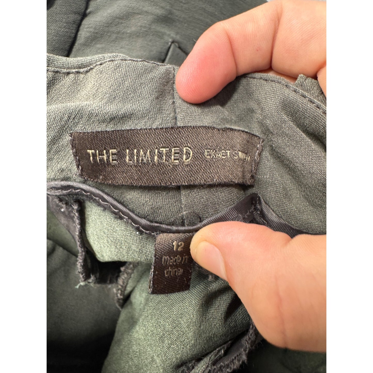 The Limited Olive Green Trousers Size 12 Straight Fit Cotton Blend 444B