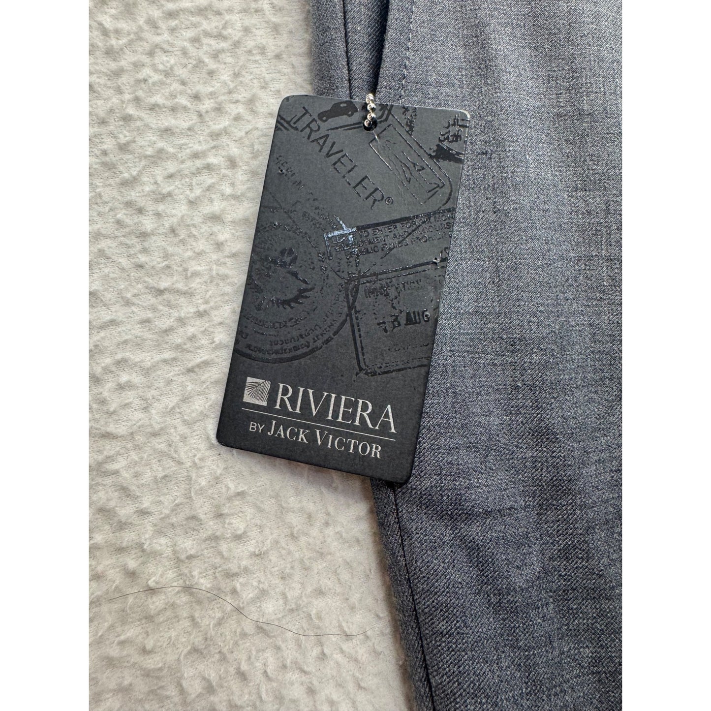 Riviera By Jack Victor Traveler Flex Tech Wool Gray Dress Pants XL #9119