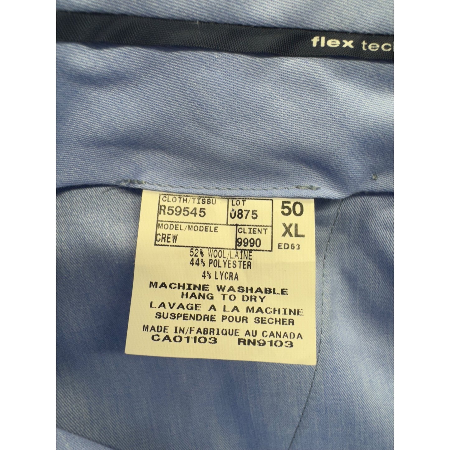 Riviera By Jack Victor Traveler Flex Tech Wool Gray Dress Pants XL #9119