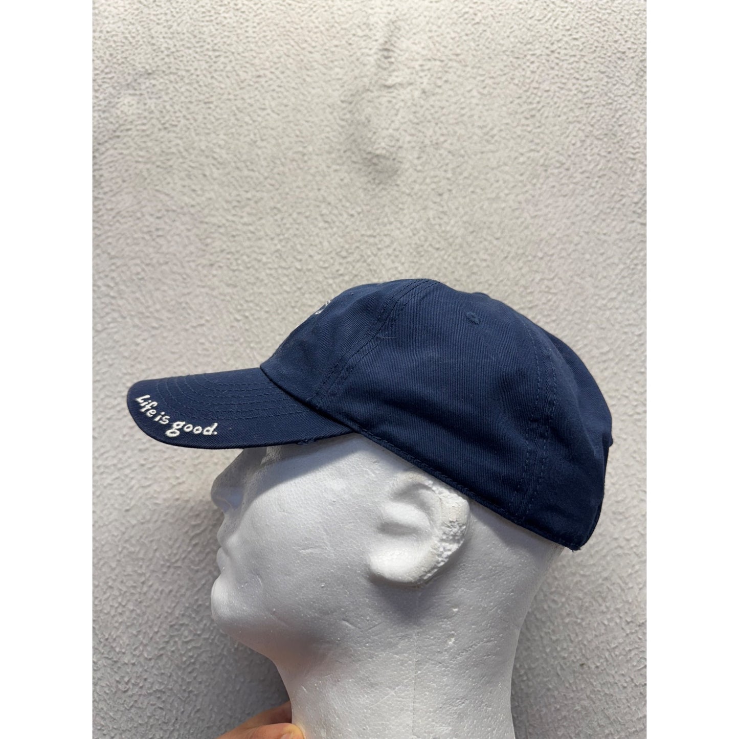 Life Is Good Navy Blue Cotton Ski Embroidered Adjustable Baseball Cap #9740