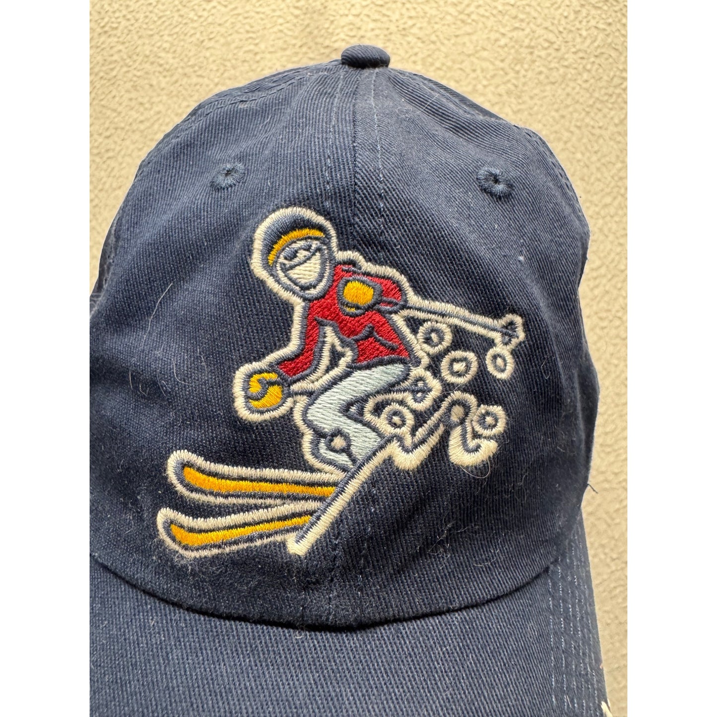 Life Is Good Navy Blue Cotton Ski Embroidered Adjustable Baseball Cap #9740