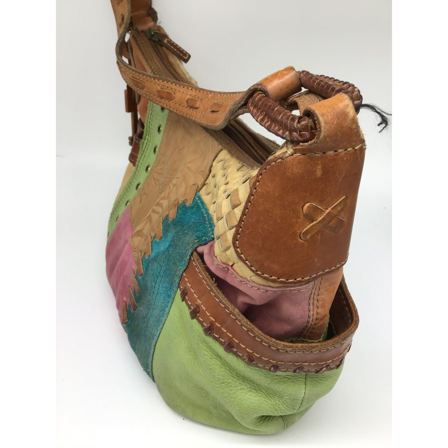 Vintage Leather Patchwork Shoulder Bag