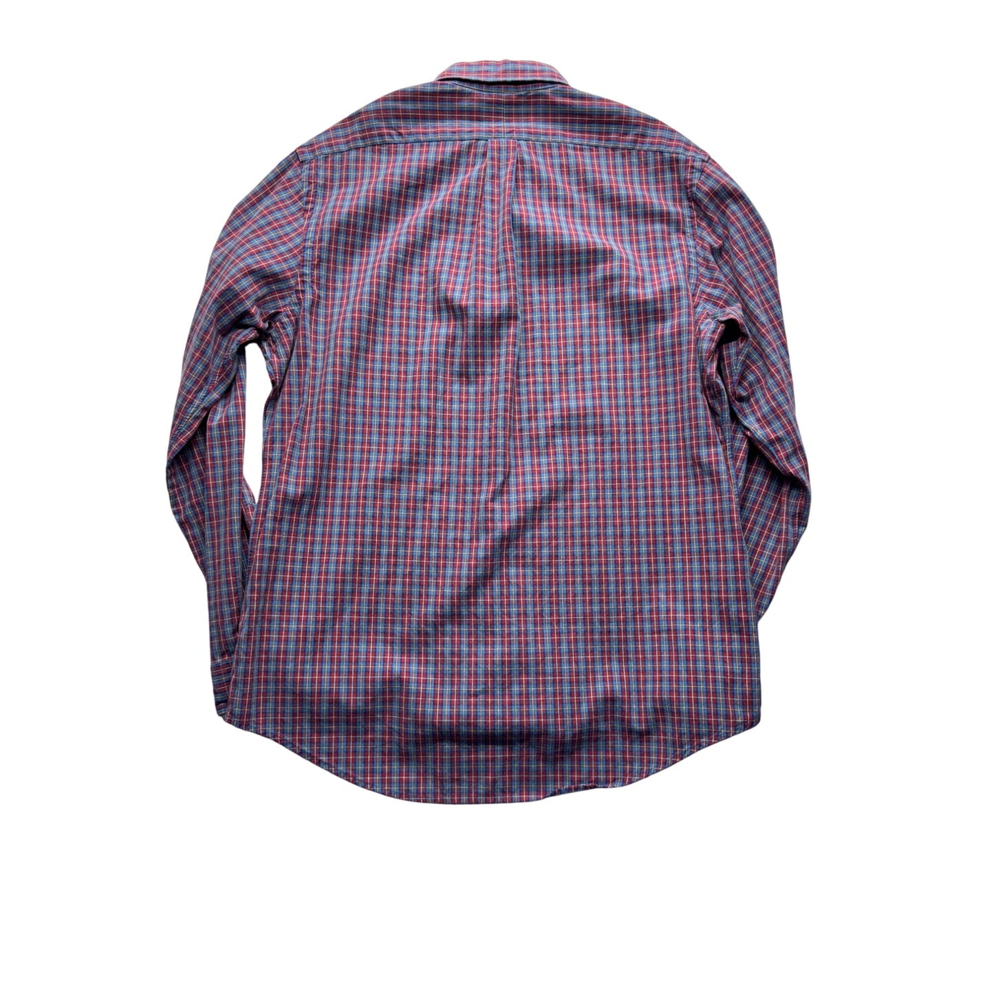 Ralph Lauren Red & Blue Plaid Button-Down Shirt L 100% Cotton #9286