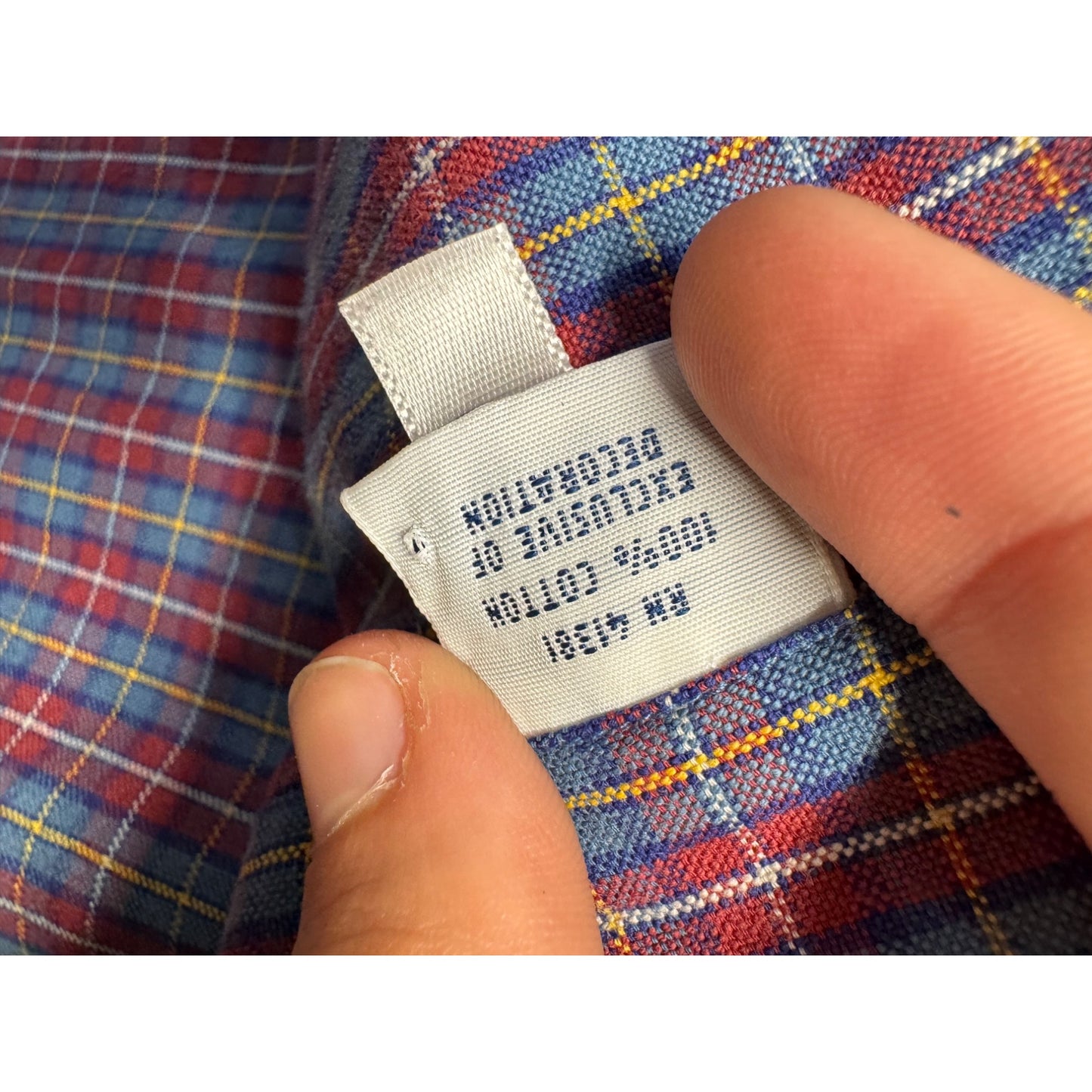 Ralph Lauren Red & Blue Plaid Button-Down Shirt L 100% Cotton #9286