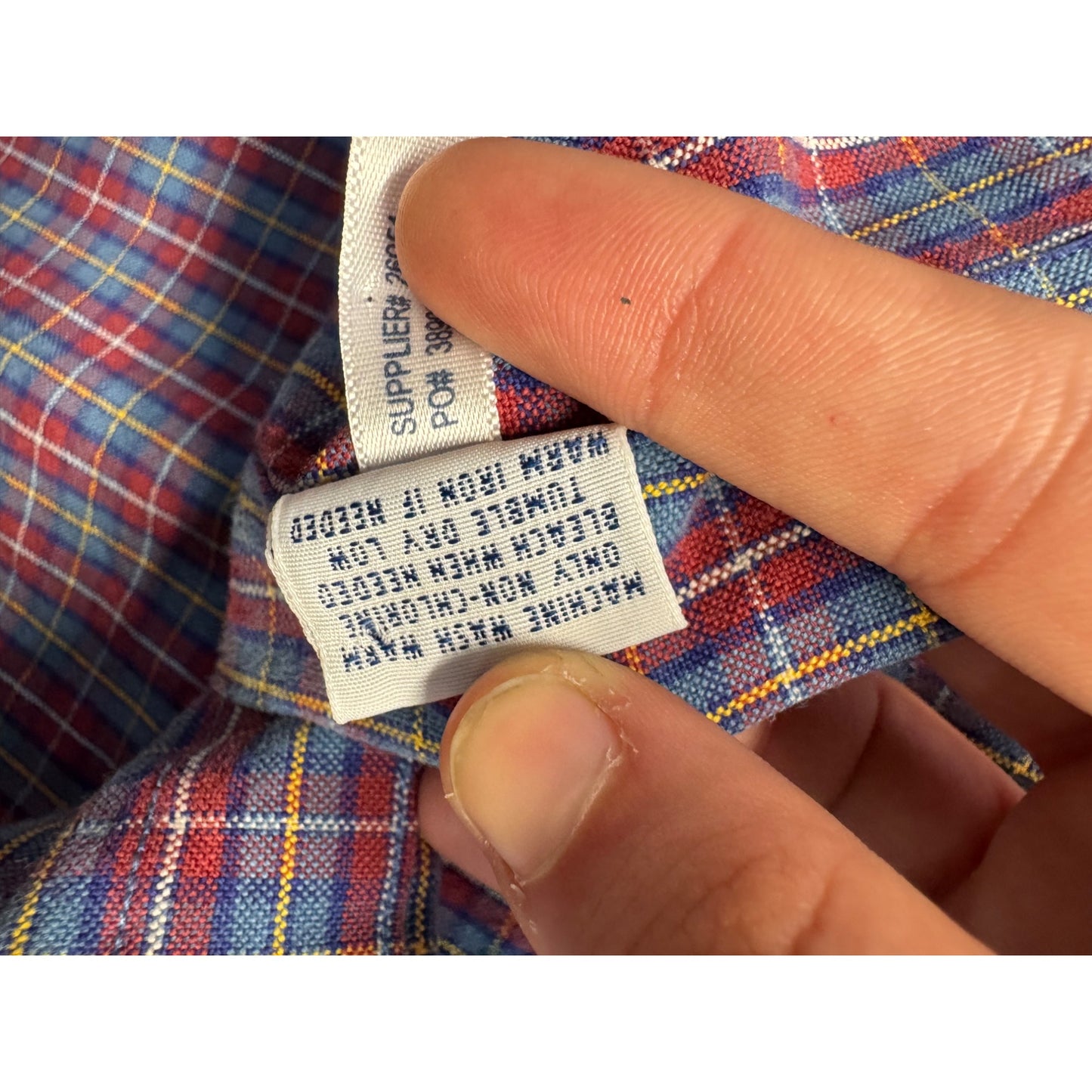 Ralph Lauren Red & Blue Plaid Button-Down Shirt L 100% Cotton #9286