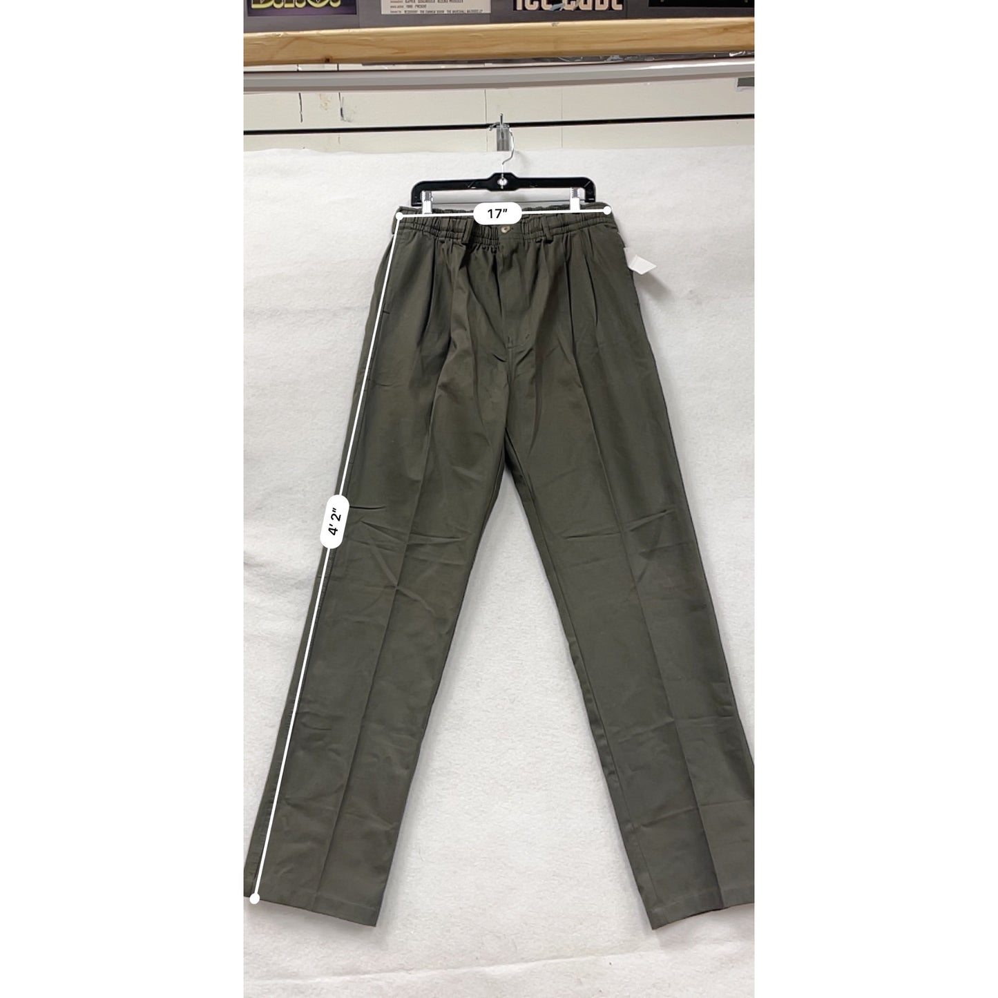 Mens 40 Tall Olive Creekwood Casual Pants 100% Cotton Elastic Waist New With Tags #6857