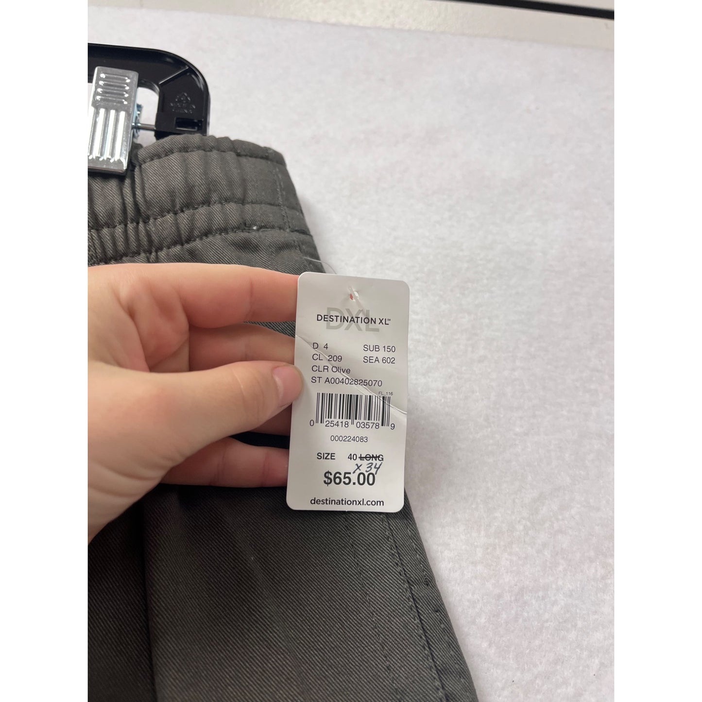Mens 40 Tall Olive Creekwood Casual Pants 100% Cotton Elastic Waist New With Tags #6857