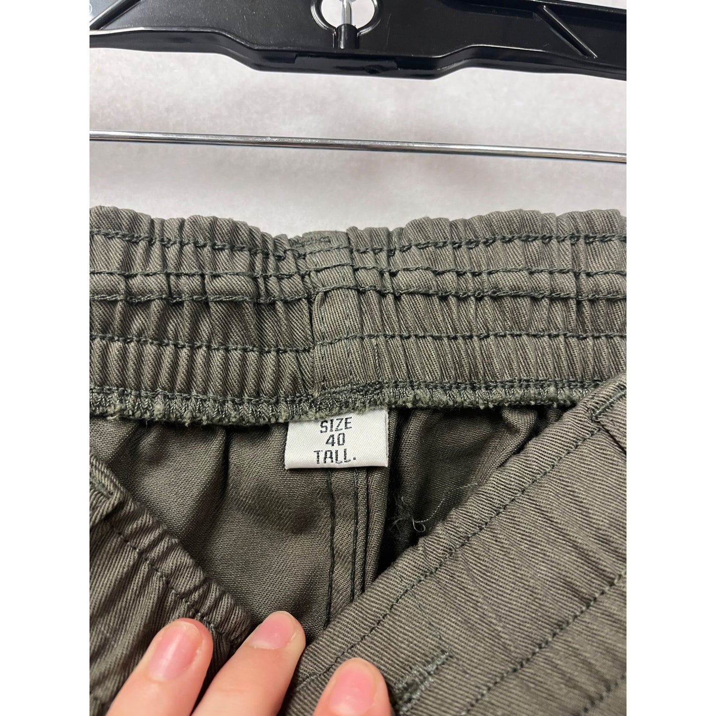 Mens 40 Tall Olive Creekwood Casual Pants 100% Cotton Elastic Waist New With Tags #6857