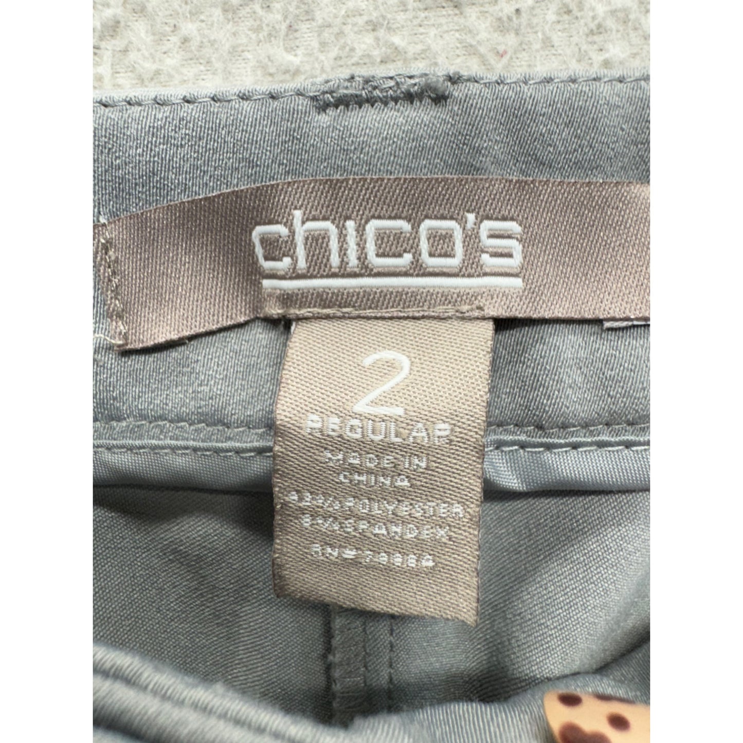Chicos Gray Dress Pants Size 2 Regular Stretch Tailored Fit 226B