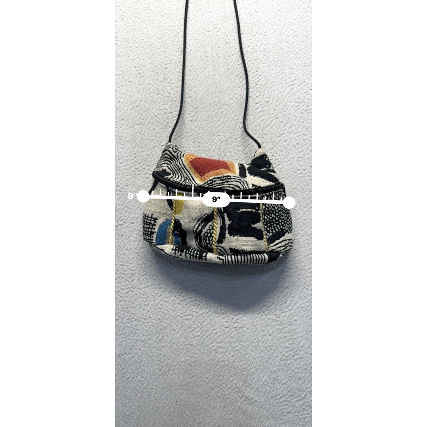 Geometric Abstract Print Crossbody Bag With Zip Closure #48B