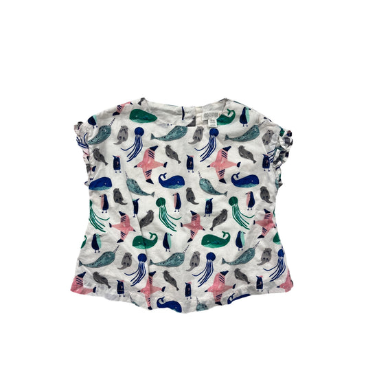 Gymboree Baby Ocean Print Top 12-18M White Short Sleeve #8160