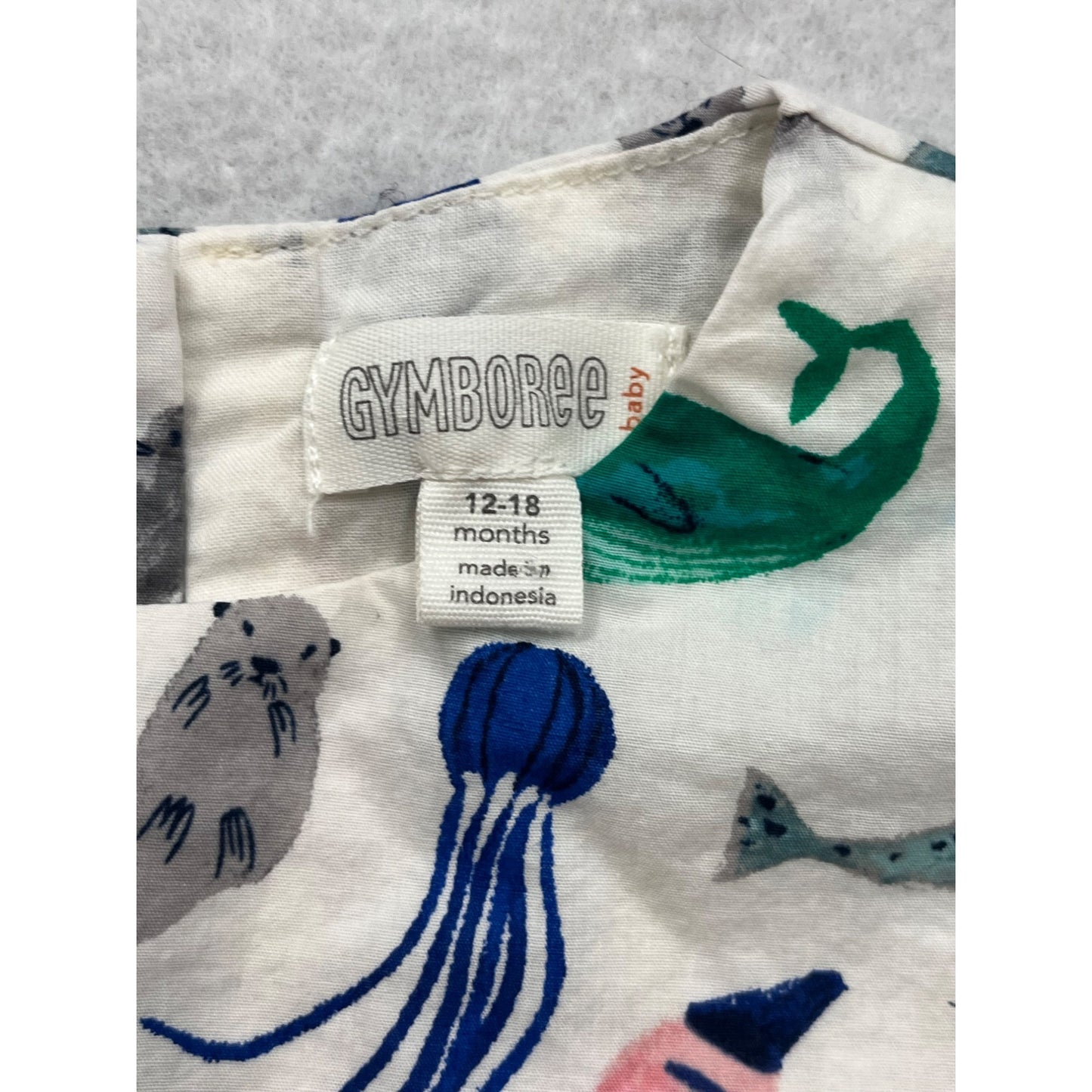 Gymboree Baby Ocean Print Top 12-18M White Short Sleeve #8160