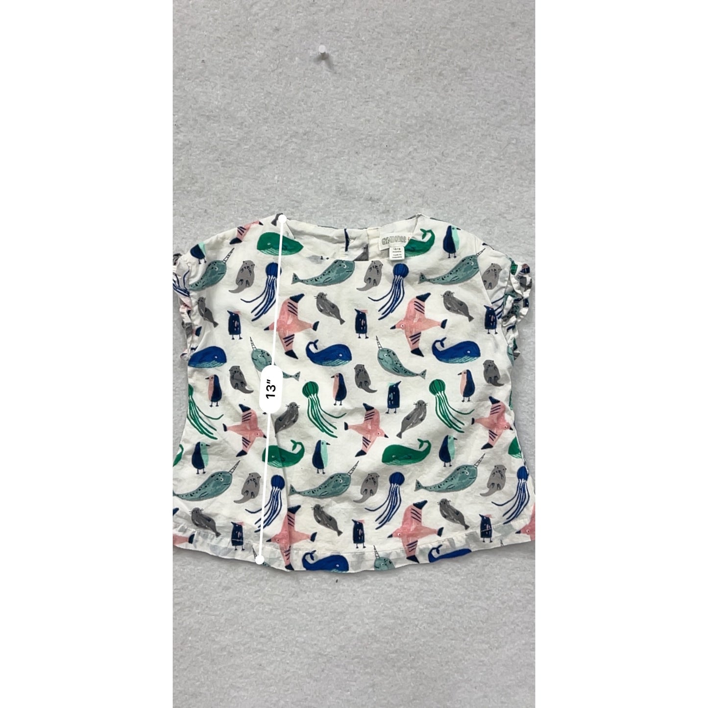 Gymboree Baby Ocean Print Top 12-18M White Short Sleeve #8160