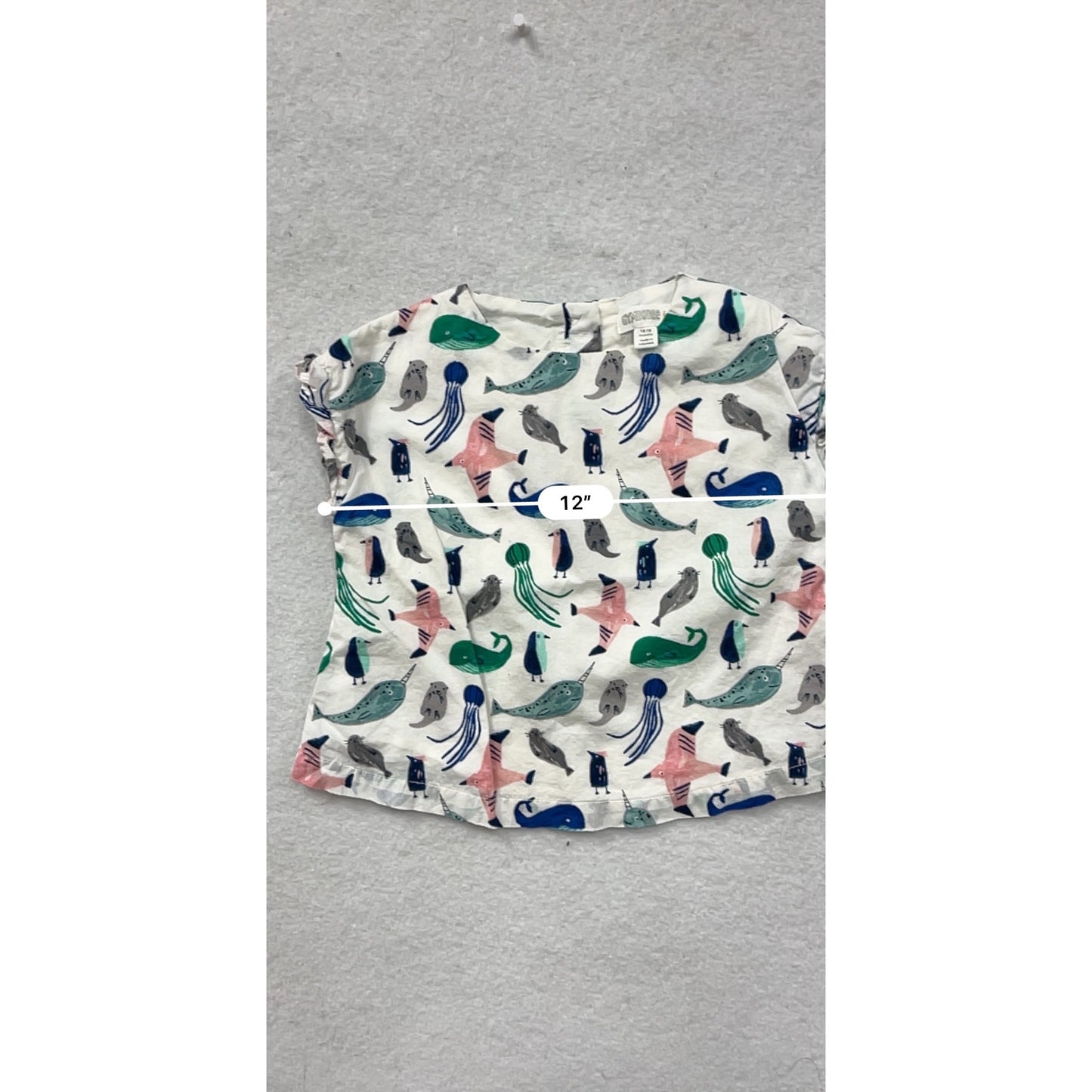 Gymboree Baby Ocean Print Top 12-18M White Short Sleeve #8160