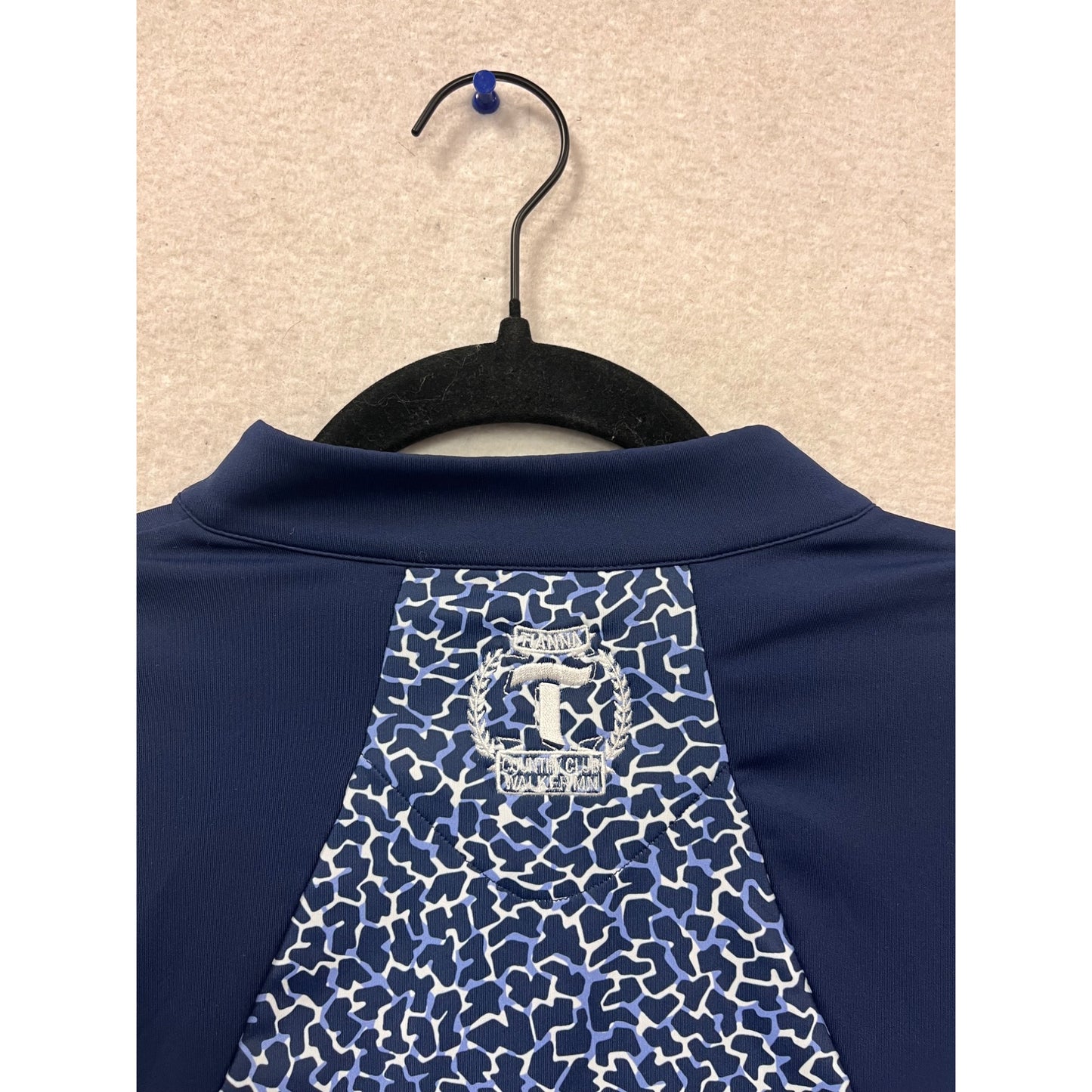 Annika Sleeveless Golf Shirt Blue & White Pattern M #646A