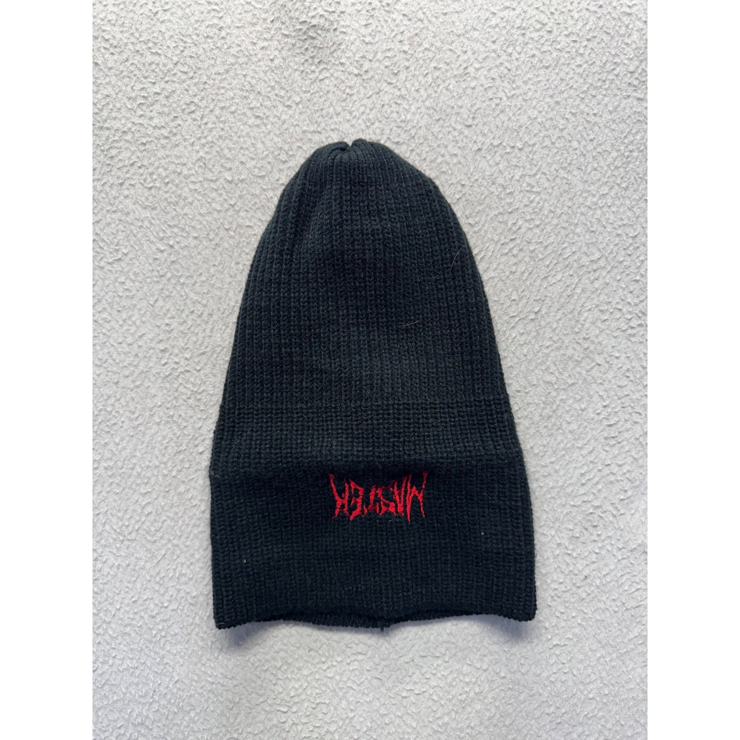 Master Embroidered Black Ribbed Knit Beanie Hat Warm Winter Cap #9756