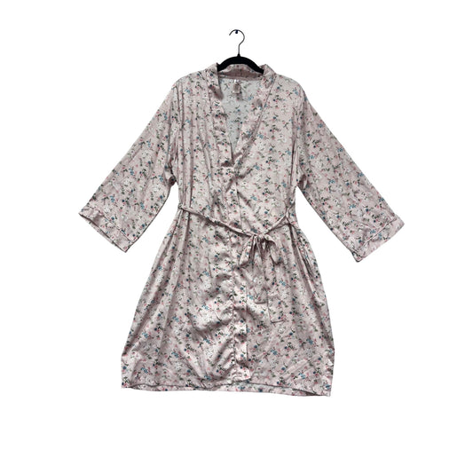 Floral Pink Satin Robe By Max Kimono Wrap Sleepwear #551A