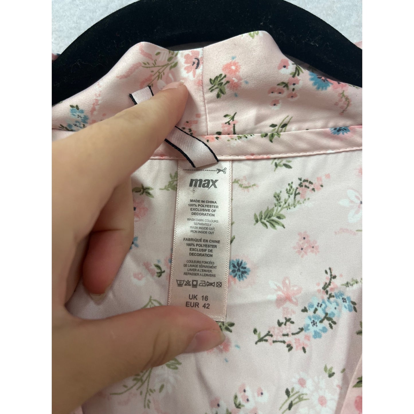 Floral Pink Satin Robe By Max Kimono Wrap Sleepwear #551A