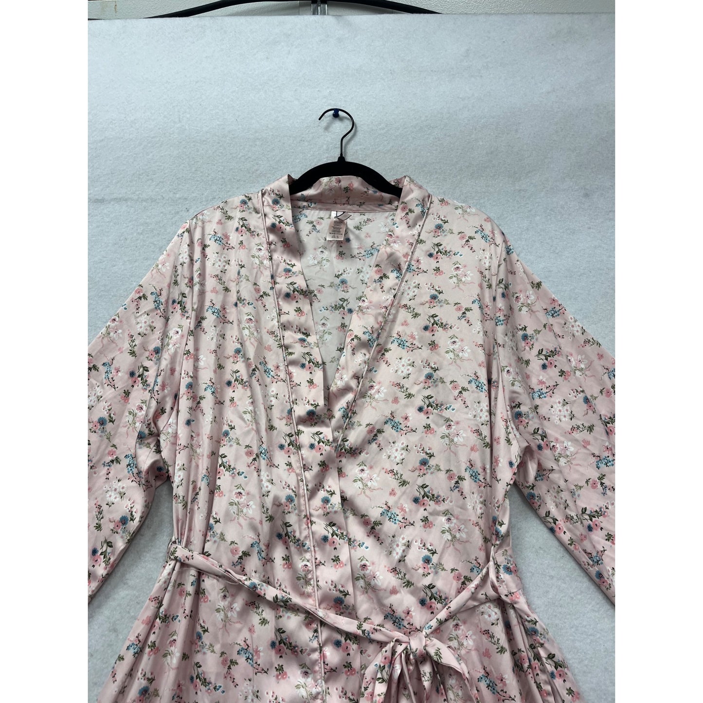 Floral Pink Satin Robe By Max Kimono Wrap Sleepwear #551A