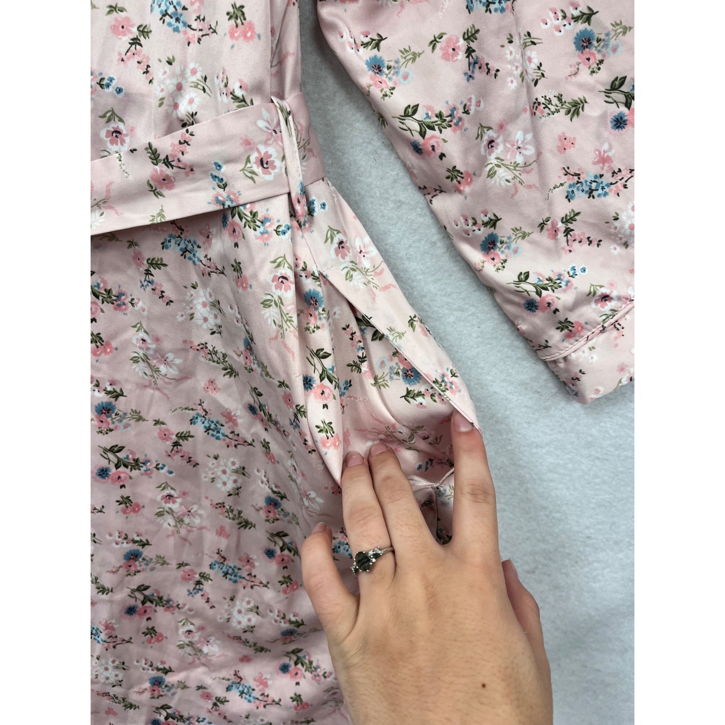 Floral Pink Satin Robe By Max Kimono Wrap Sleepwear #551A