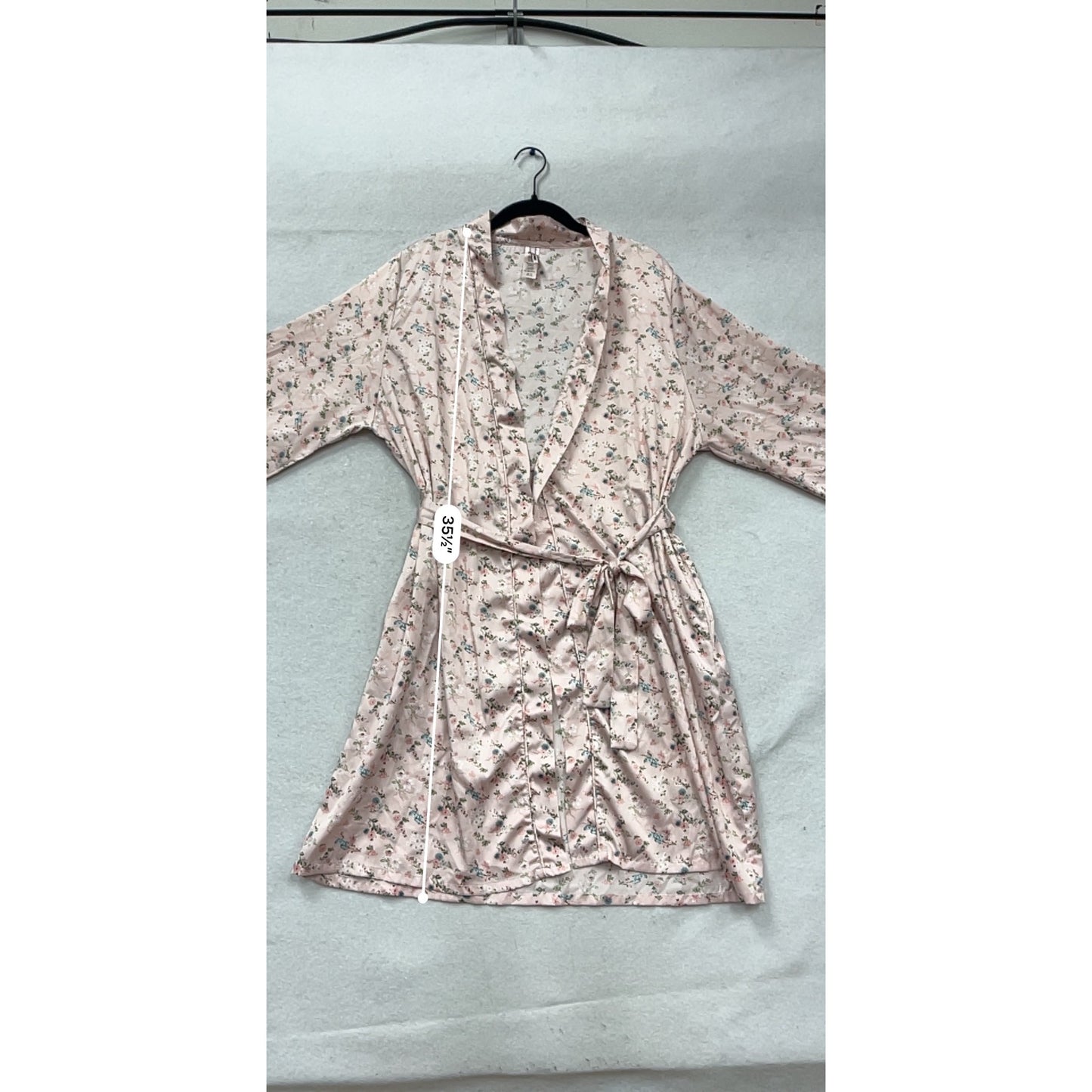 Floral Pink Satin Robe By Max Kimono Wrap Sleepwear #551A
