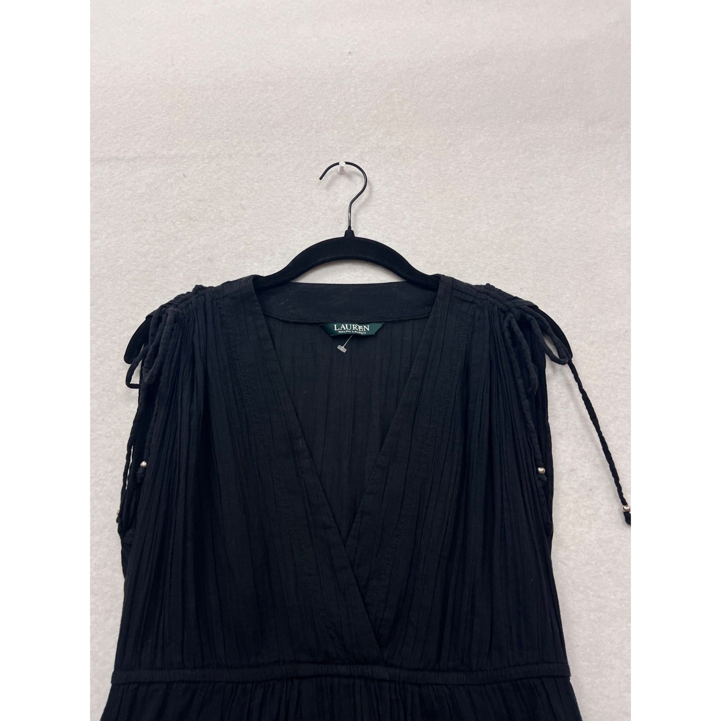Lauren Ralph Lauren Black Sleeveless V-Neck Dress Size M #339A