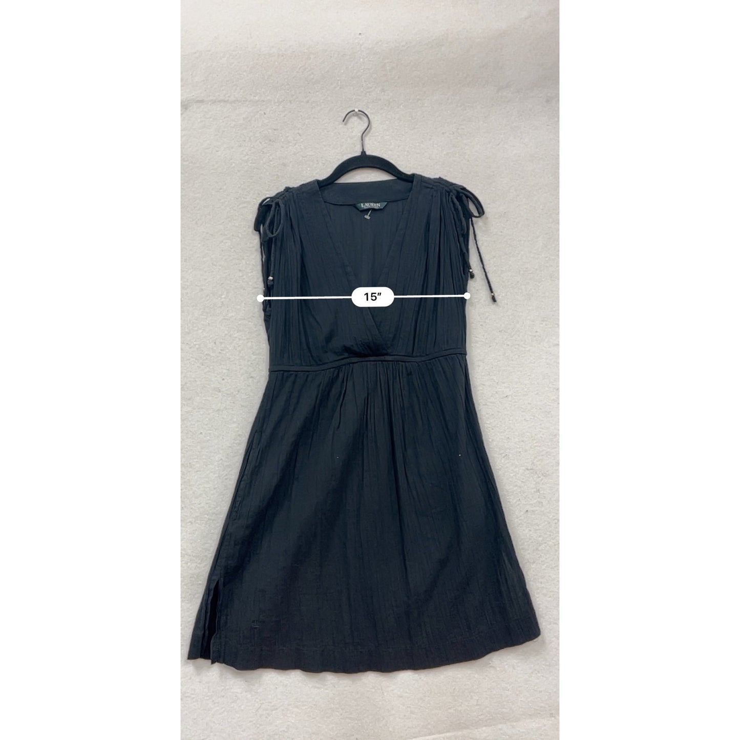 Lauren Ralph Lauren Black Sleeveless V-Neck Dress Size M #339A