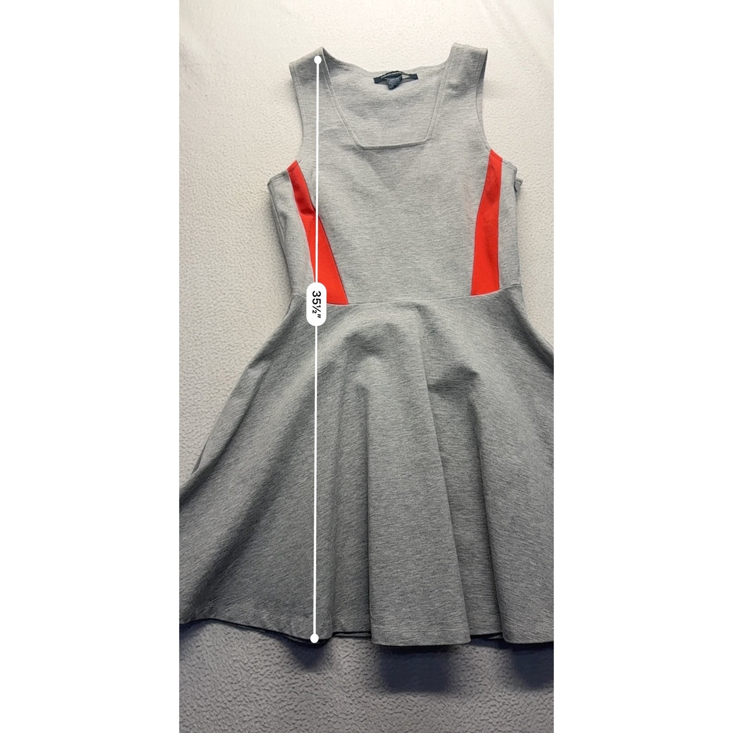French Connection Gray & Red Fit & Flare Sleeveless Dress #7700