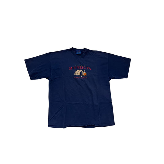 Vintage Oarsman Minnesota Camping Out Navy Blue T-Shirt Mens XL 8405