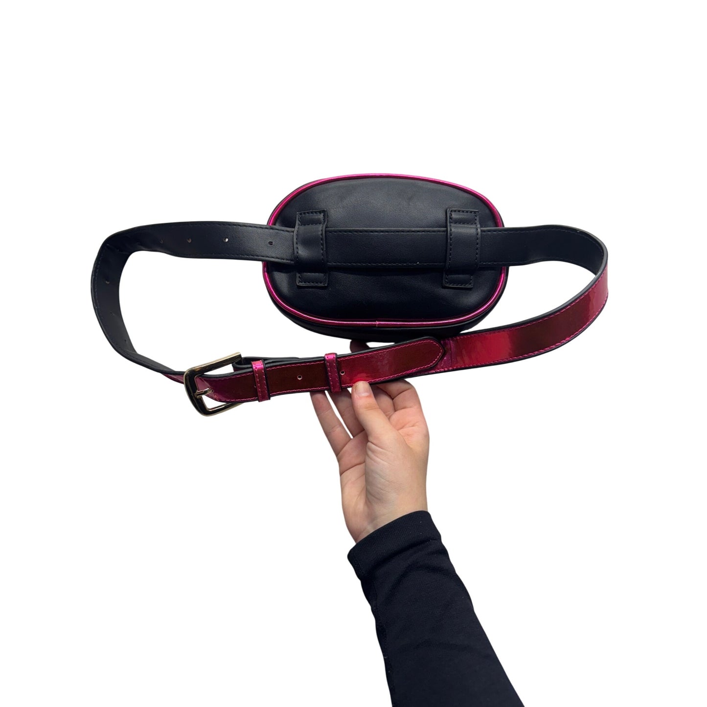 Nicole Lee Pop Art Belt Bag With Adjustable Strap In Black & Pink 385B