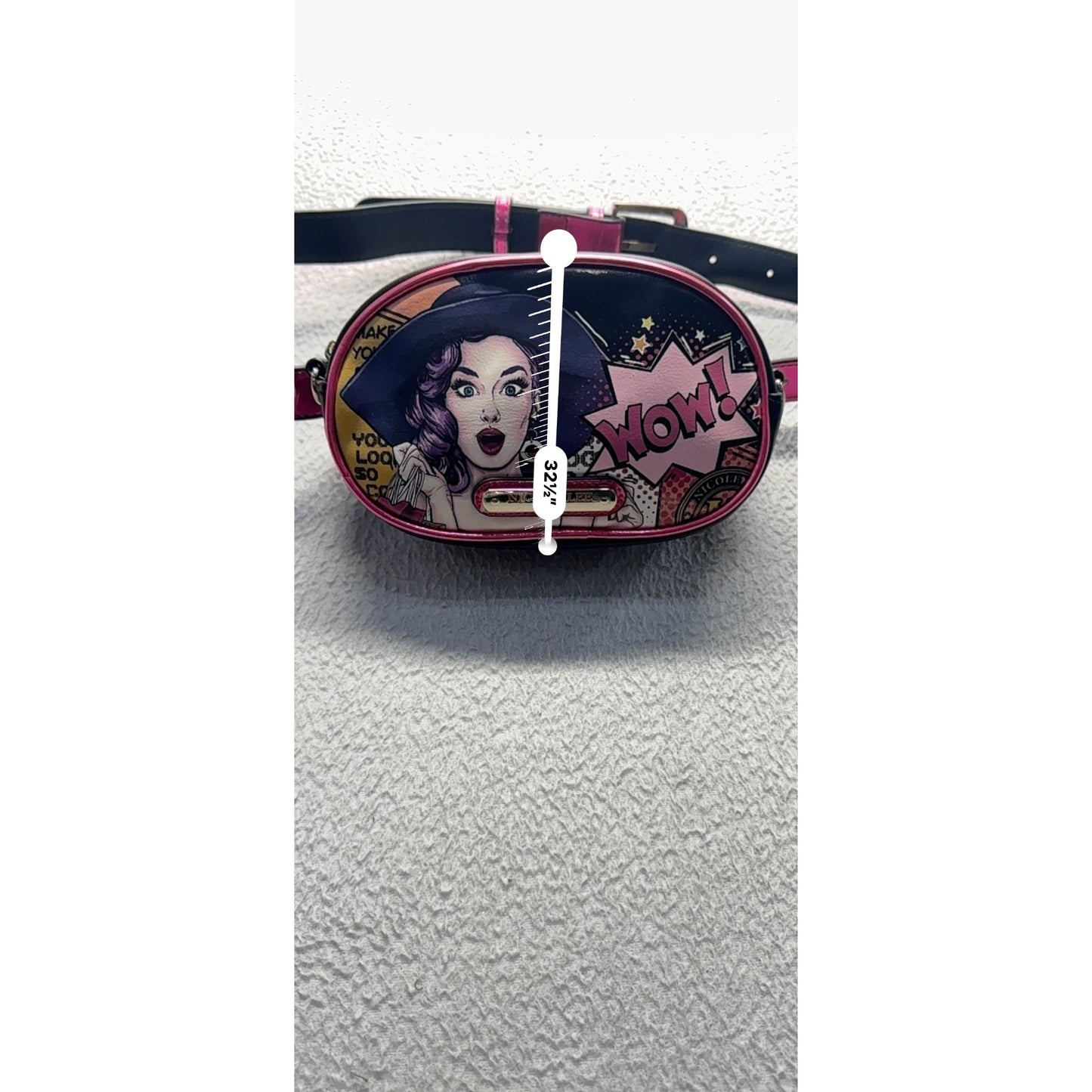 Nicole Lee Pop Art Belt Bag With Adjustable Strap In Black & Pink 385B