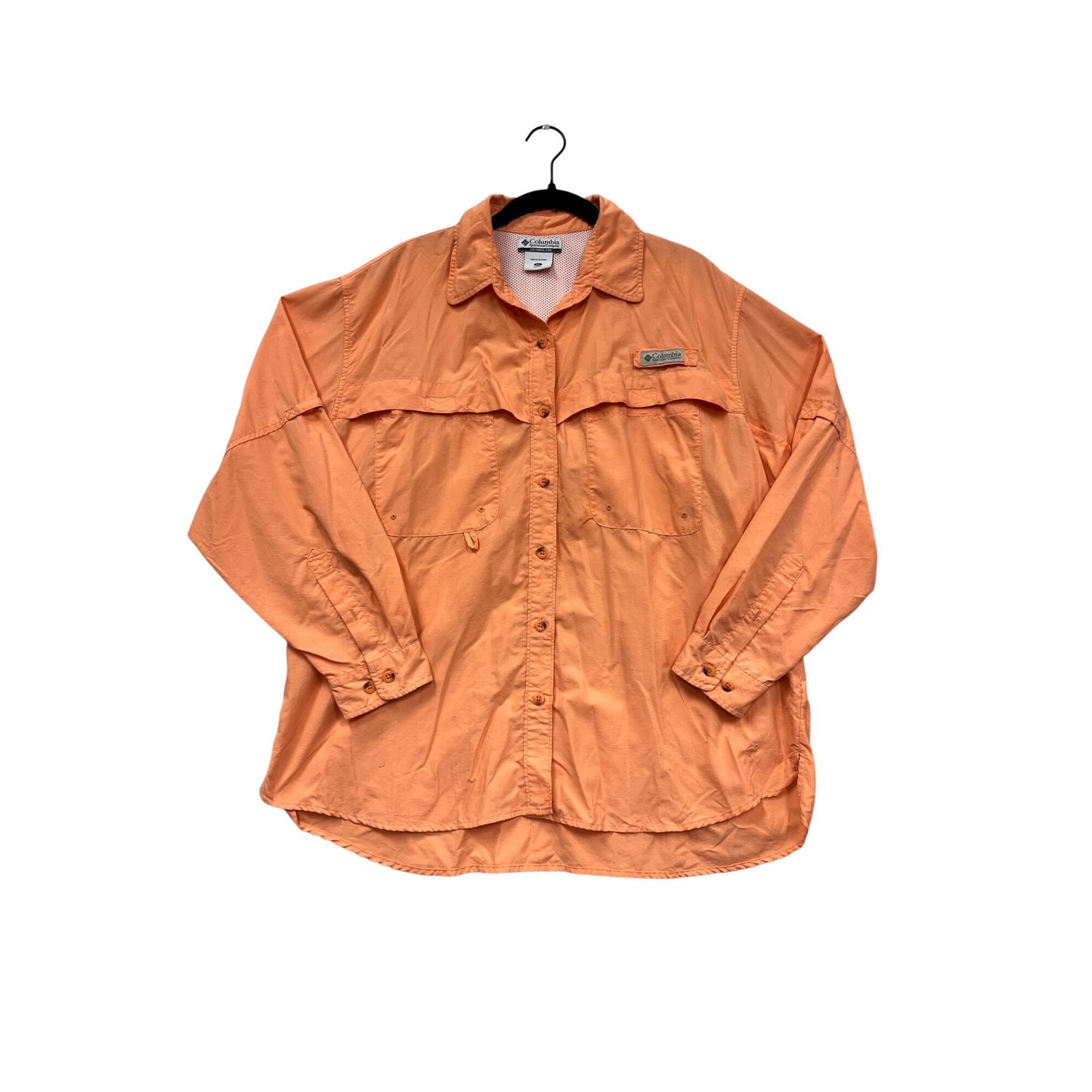 Columbia XL Orange Long Sleeve Vented Fishing Shirt #163A