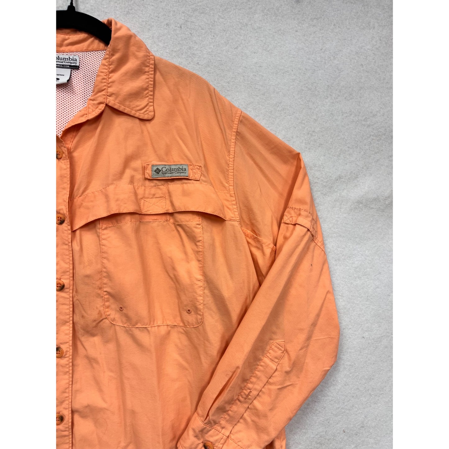 Columbia XL Orange Long Sleeve Vented Fishing Shirt #163A