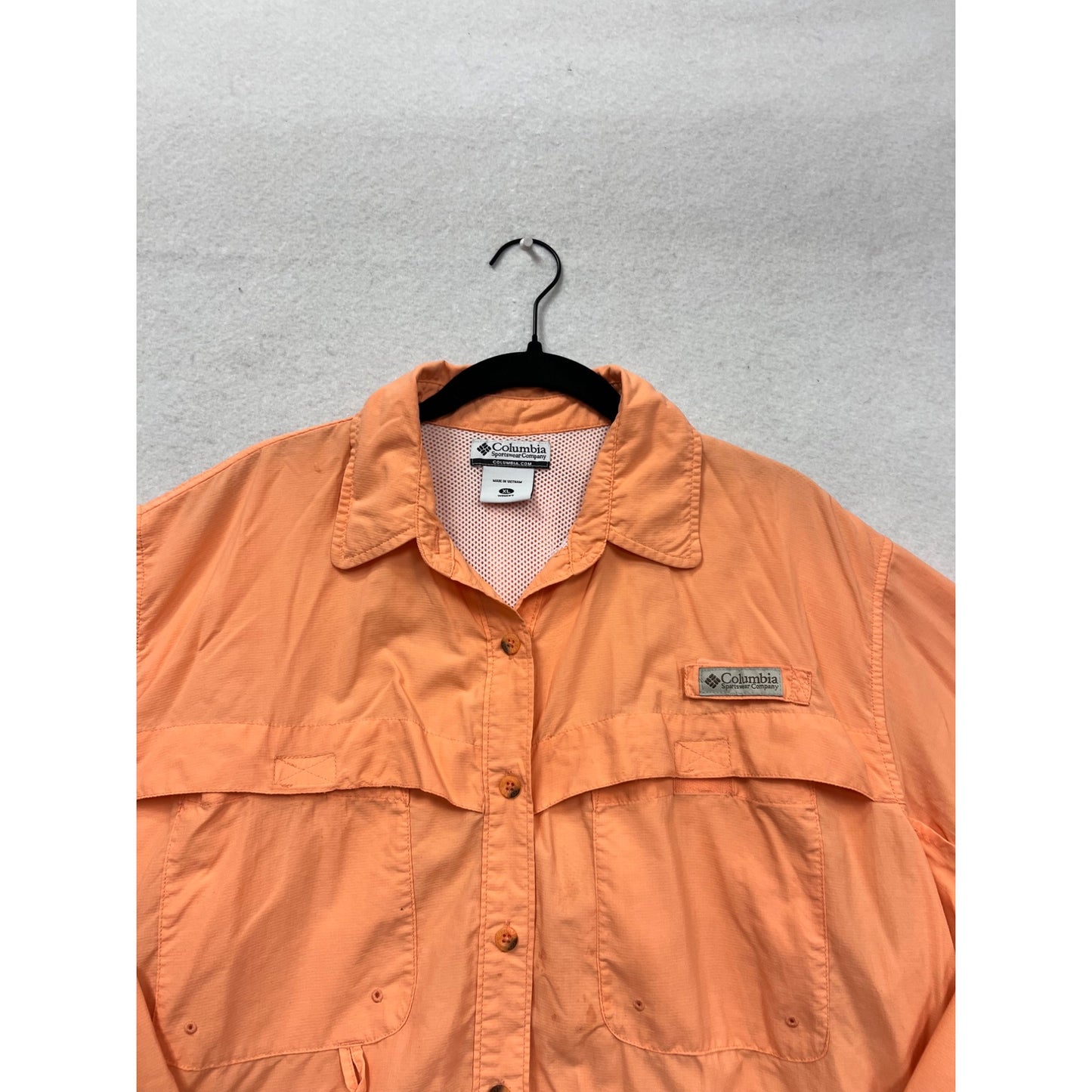 Columbia XL Orange Long Sleeve Vented Fishing Shirt #163A