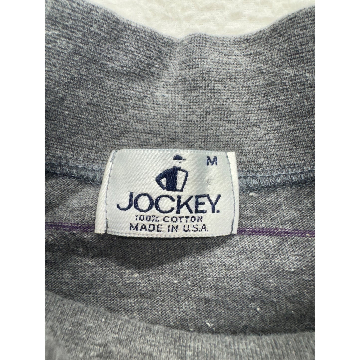 Vintage Jockey Gray Striped Long Sleeve Mock Neck Shirt 100% Cotton #7870