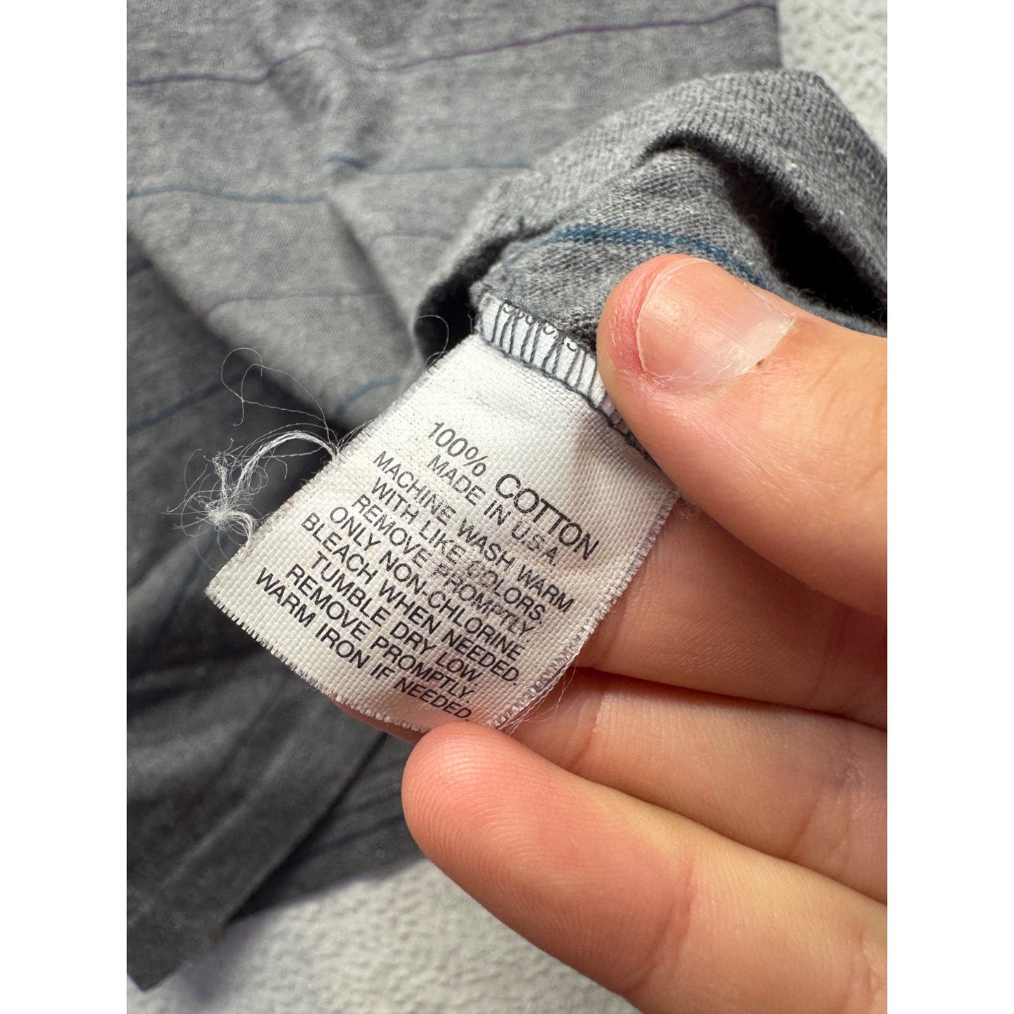 Vintage Jockey Gray Striped Long Sleeve Mock Neck Shirt 100% Cotton #7870