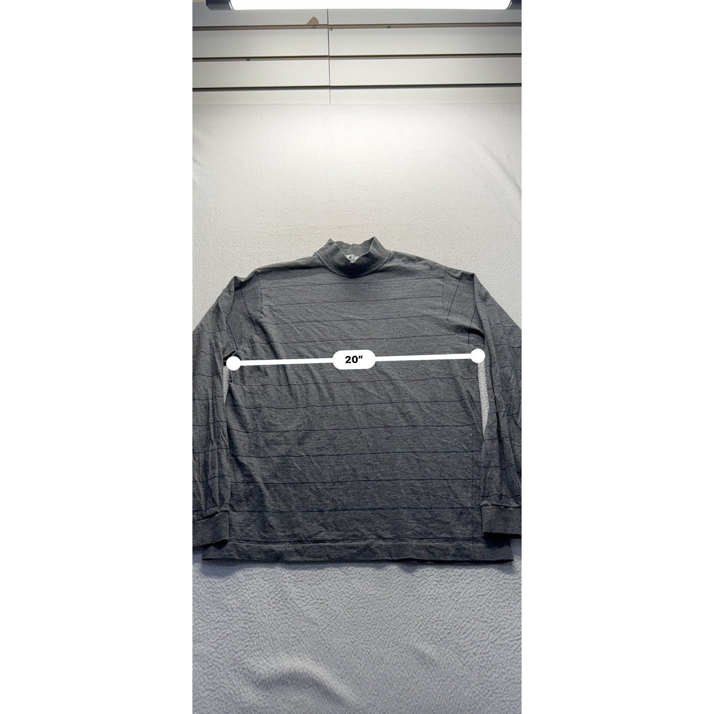 Vintage Jockey Gray Striped Long Sleeve Mock Neck Shirt 100% Cotton #7870