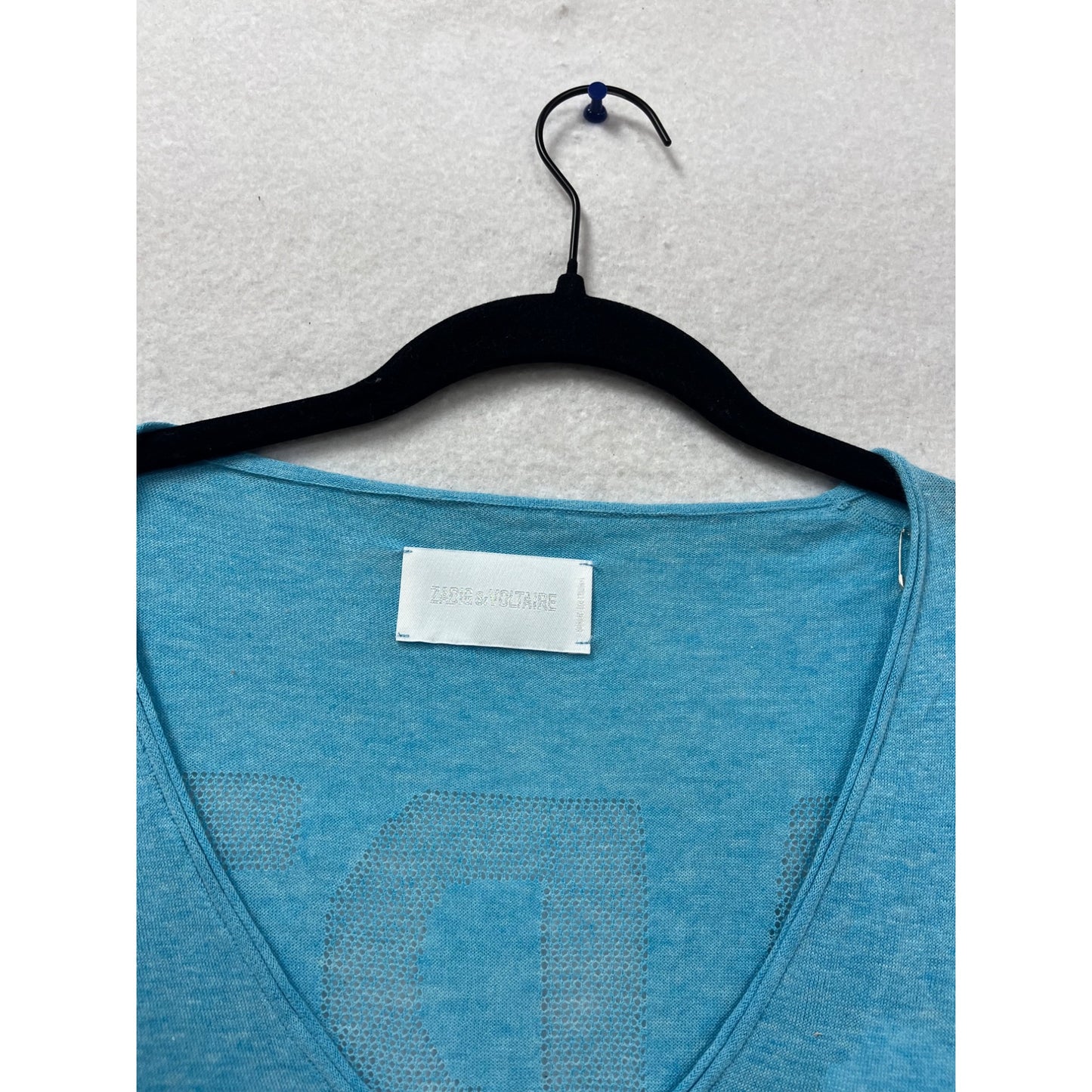 Zadig & Voltaire Blue Sleeveless V-Neck Top Size L #754A