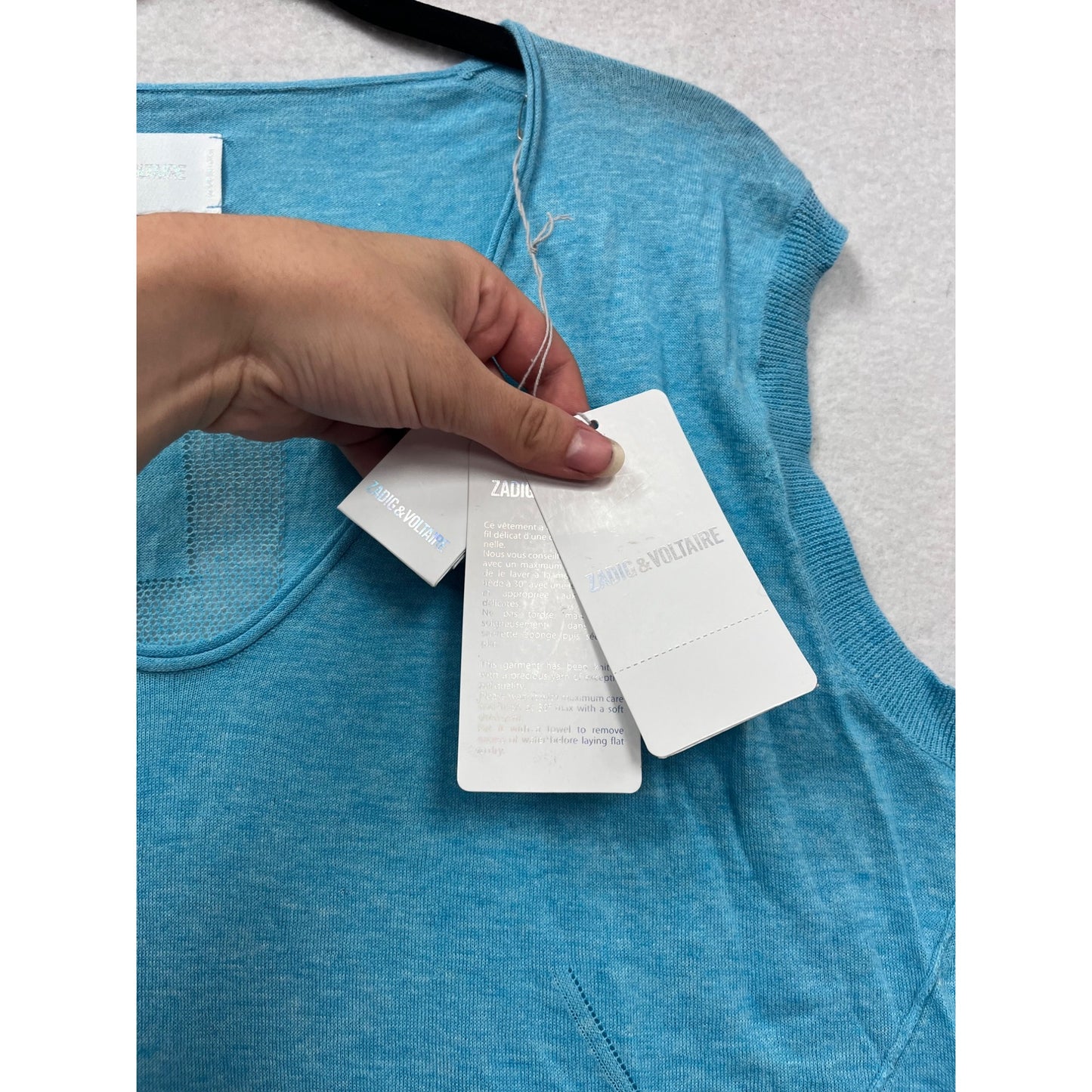 Zadig & Voltaire Blue Sleeveless V-Neck Top Size L #754A