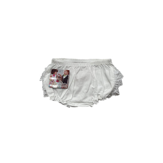 Baby White Lace Ruffle Bloomers With Pink Bow By Ruffle Butts #8538