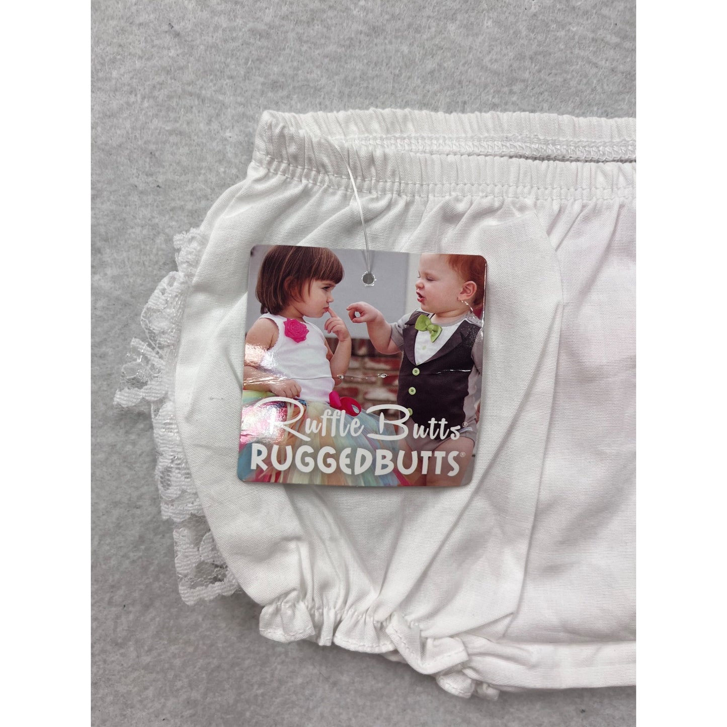 Baby White Lace Ruffle Bloomers With Pink Bow By Ruffle Butts #8538