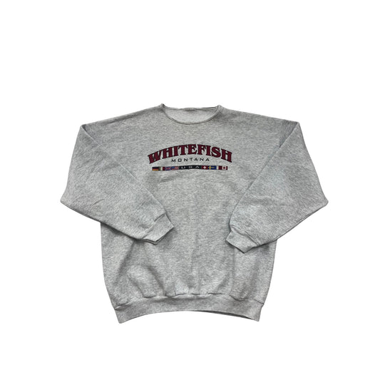 Whitefish Montana Gray Crewneck Sweatshirt Mens XL #8194