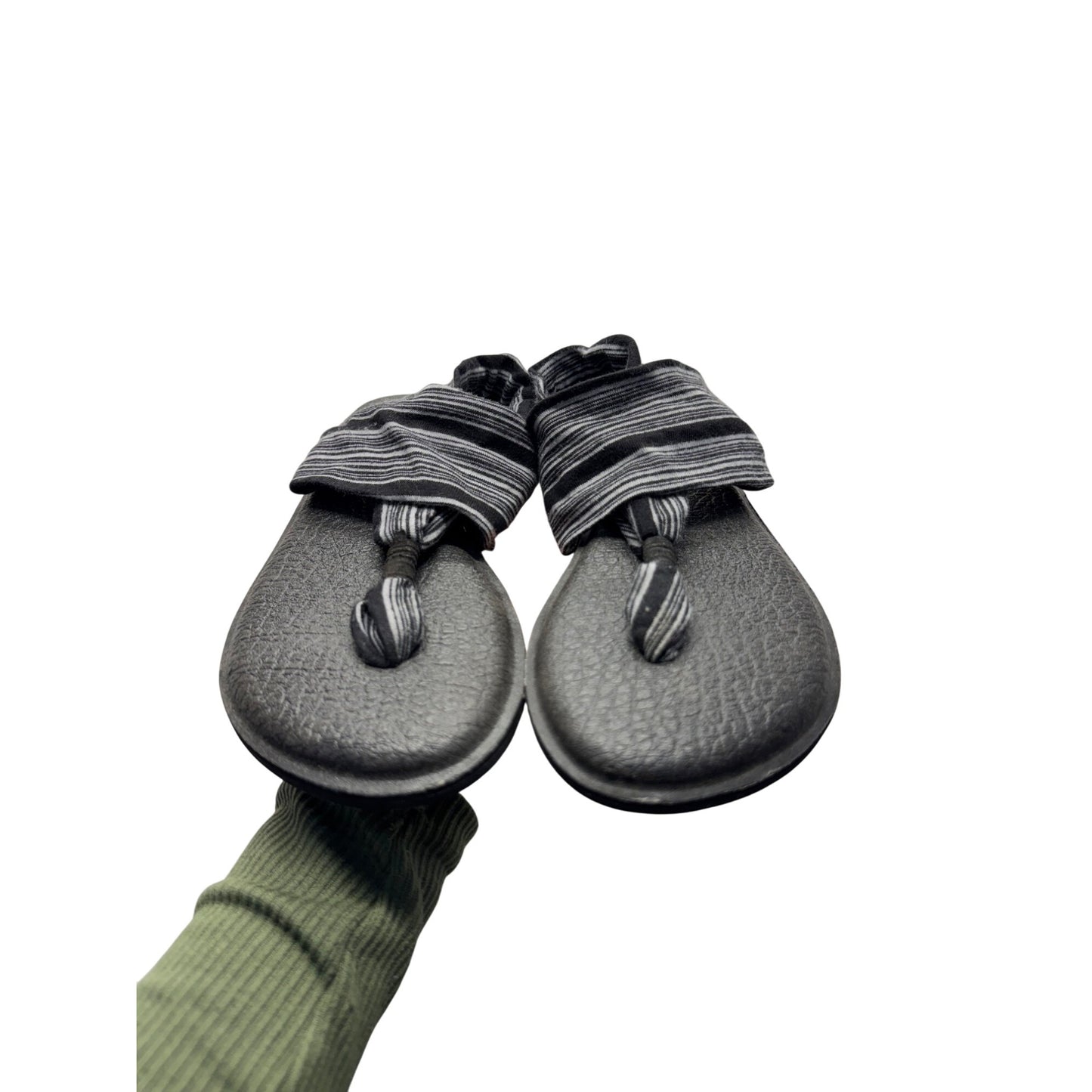 Sanuk Yoga Sling 2 Black & Gray Striped Womens Sandals Size 8 #9298