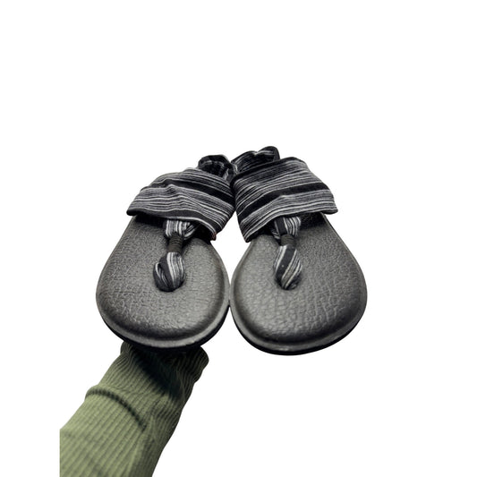 Sanuk Yoga Sling 2 Black & Gray Striped Womens Sandals Size 8 #9298