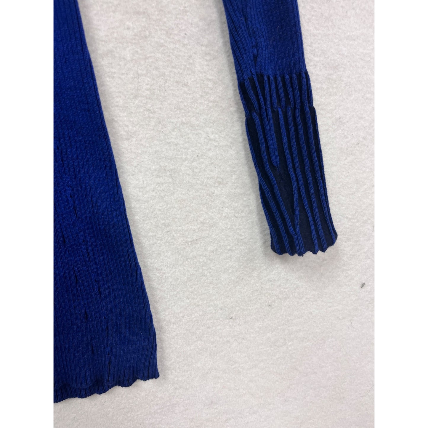 Cache Blue Ribbed V-Neck Long Sleeve Sweater Dress With Studded Neckline #627A