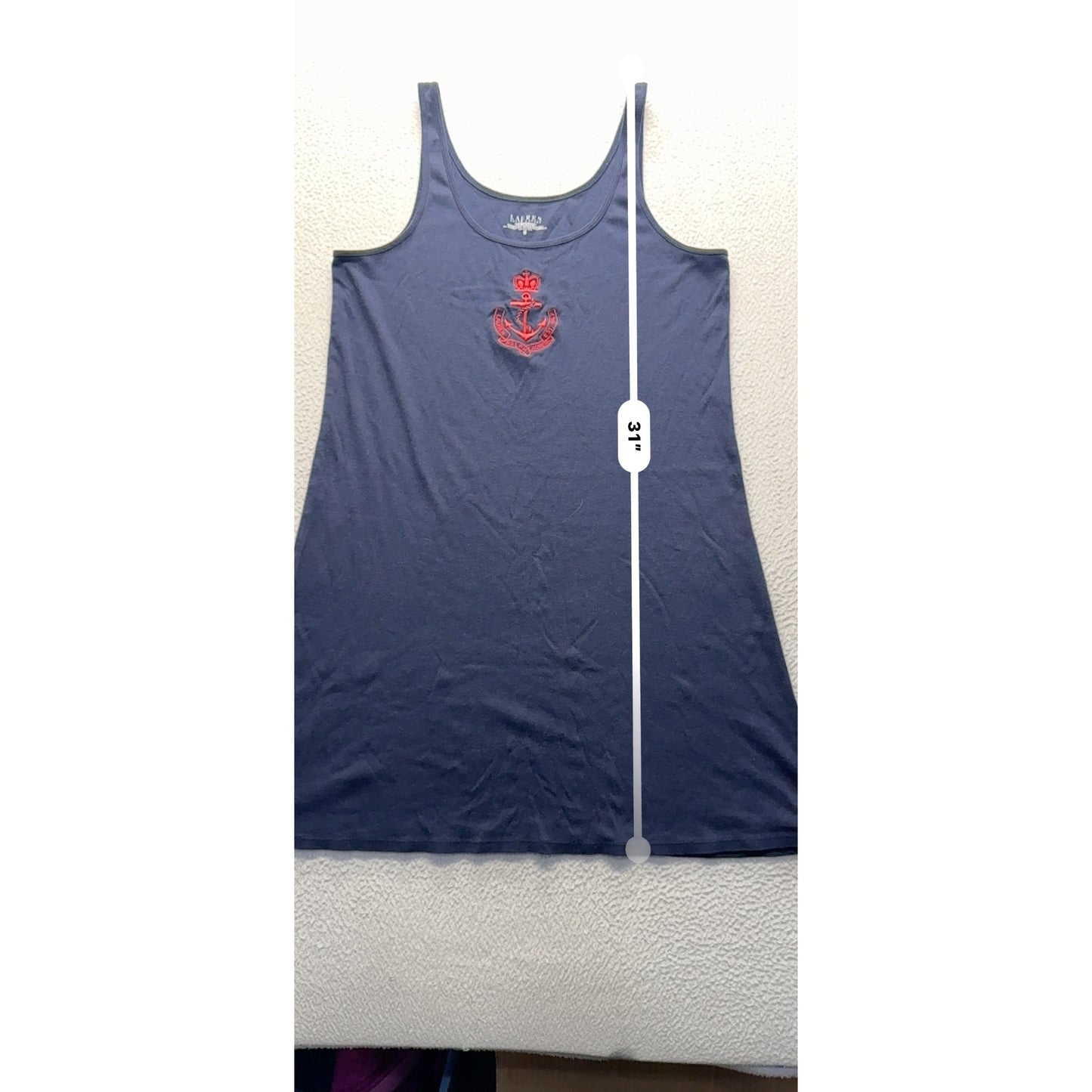 Ralph Lauren Navy Nautical Embroidered Tank Top Sleeveless Shirt #9552